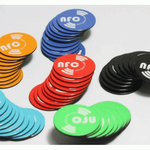 Nalepka plastična NFC v obliki žetona, čip NTAG213 13,56Ghz, potiskana - slika 2