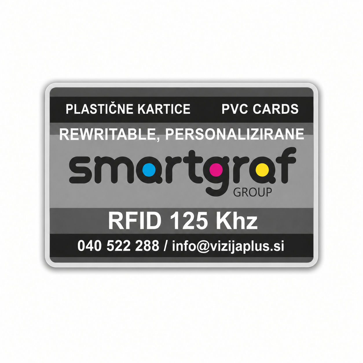 Plastične kartice RFID 125Khz + personalizacija potiskane in laminirane REWRITABLE