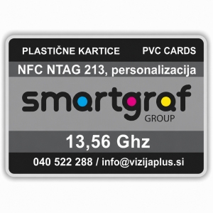 Plastične kartice NTAG231 13,56 Ghz čip potiskane in laminirane + personalizacija